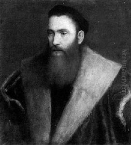 A Portrait Of A Gentleman, Half Length, Wearing A Coat With A Fur Collar by Giovanni Cariani