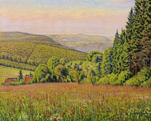 Paysage De Rhenanie Aux Champs Fleuris by Gustave Cariot