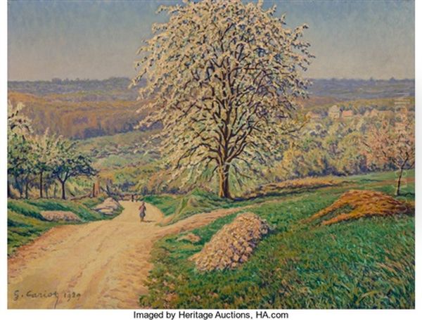 An Extensive Landscape With A Figure Walking On A Road - view 1