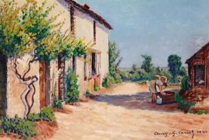 Cour De Ferme A Auxy by Gustave Cariot