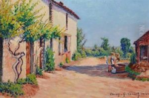 Cour De Ferme Ensoleillee, Auxy by Gustave Cariot