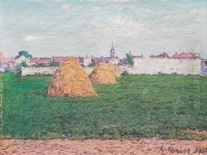 Paysage Aux Meules De Foin by Gustave Cariot