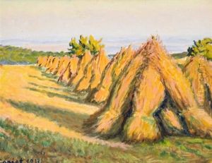 Paysage A Georgenborn, Les Moissons by Gustave Cariot