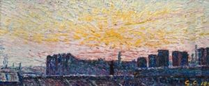 Les Toits De Paris, Ete Soleil Couchant by Gustave Cariot