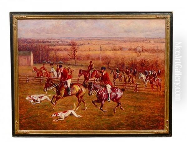 Fox Hunting Scene With Hounds - view 1