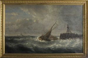 Boat Rounding A Buoy In Stormy Seas