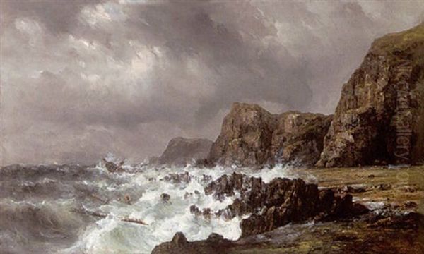 A Sailing Vessel In Distress In Heavy Weather - view 1