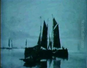 Ships In Moonlit Waters by Francois Carlebur II
