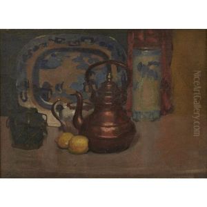 Still Life Of Copper Pot With Lemons by Arthur Beecher Carles