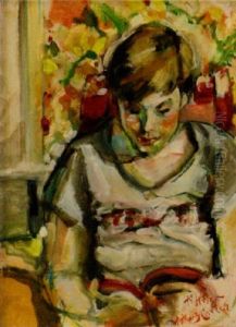 Child Reading by Arthur Beecher Carles
