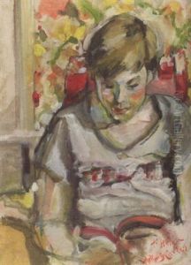 Young Child Reading by Arthur Beecher Carles
