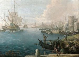 Arrivee D'un Bateau Dans La Lagune Venitienne by Luca Carlevarijs