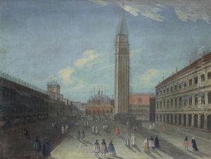 The Piazza San Marco With The Campanile, Venice by Luca Carlevarijs