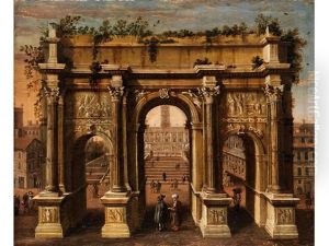 Idealisierter Romischer Prospekt: Ansicht Des Romischen Septimus-severus-bogens Mit Blick Auf Das Kapitol