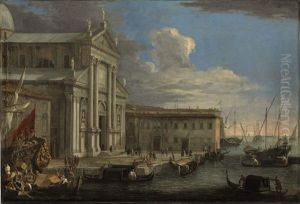 The Church Of San Giorgio Maggiore And The Grand Canal, Venice by Luca Carlevarijs