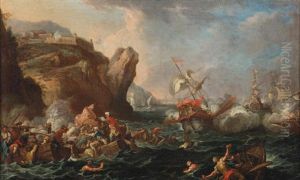 A Naval Battle Between Turks And Christians