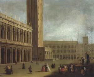 La Piazzetta Di Venezia Con Il Campanile E La Torre Dell'orologio by Luca Carlevarijs