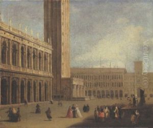 The Piazzetta Di San Marco, Venice, Looking North Towards The Torre Dell'orologio by Luca Carlevarijs
