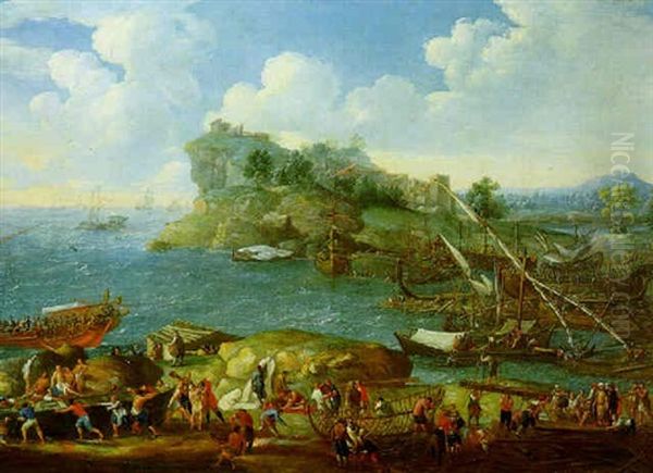 Porto Di Mare Con Bucintoro, Navi E Figure - view 1