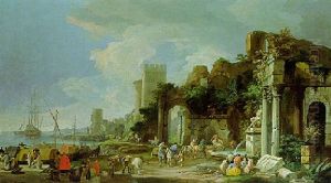 A Capriccio View Of A Port by Luca Carlevarijs