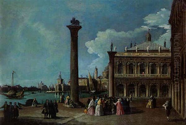 Personnages Sur Le Quai Des Esclavons A Venise - view 1