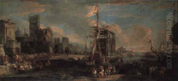 A Capriccio Of A Mediterranean Seaport And Castel Sant'angelo Beyond - view 1