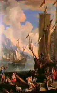 Veduta Ideata Di Porto Di Mare by Luca Carlevarijs