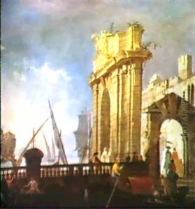 Capriccio Architettonico Con Figure by Luca Carlevarijs