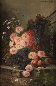 Composition Aux Roses Et Raisins by Max Carlier
