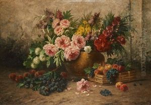 Composition Aux Pivoines Et Aux Fruits by Max Carlier