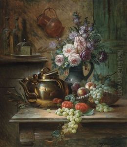 Still Life With Roses And Fruits by Max Carlier