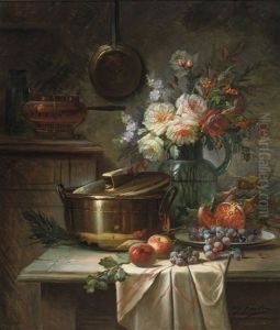 Still Life With Roses And Fruits by Max Carlier