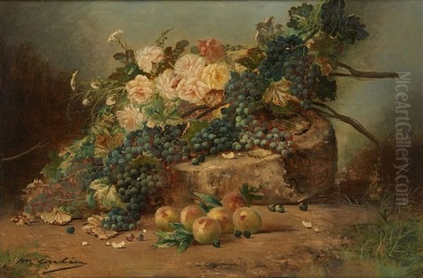 Composition Aux Raisins, Roses Et Pommes - view 1