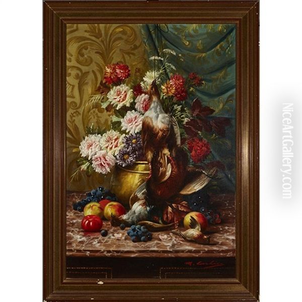 Autumnal Still Life Of Flowers And Game - view 1