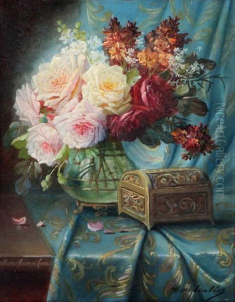 Stilleven Met Rozen En Juwelendoosje - view 1