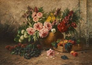Composition Aux Fleurs Et Au Fruits by Max Carlier