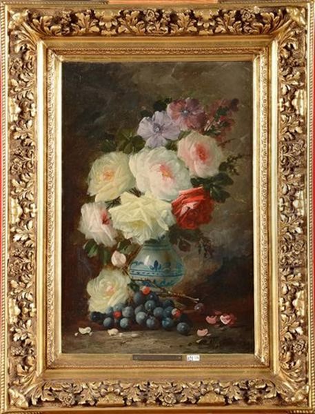 Nature Morte Au Vase De Roses Et Aux Raisins - view 1