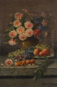Composition Aux Roses Et Raisins by Max Carlier