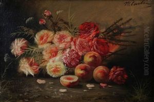 Nature Morte Aux Roses Et Peches by Max Carlier