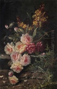 Still Life With Roses On The Landing by Max Carlier