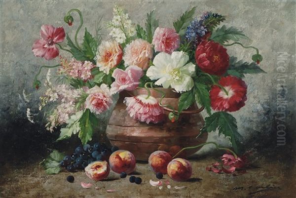Stilleven Met Bloemen En Perziken - view 1