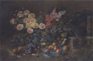 Stilleven Met Bloemen En Fruit by Max Carlier