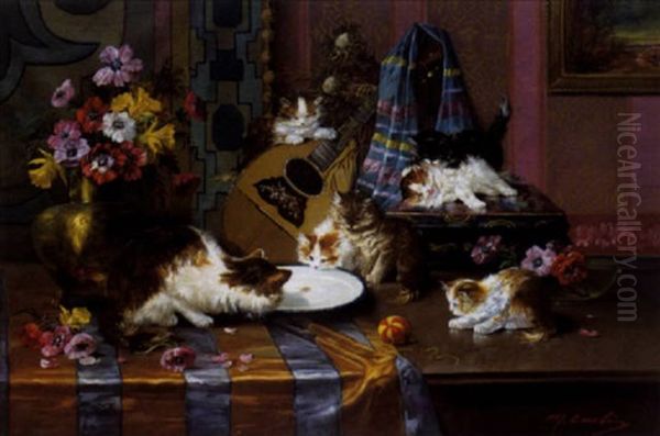 Interieur Met Moederkat En Kittens - view 1