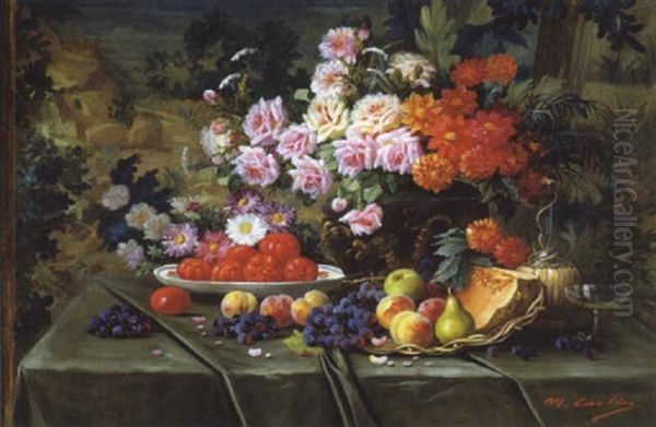 Stilleven Met Bloemen En Fruit - view 1