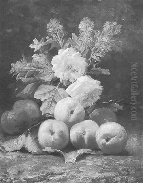 Bloemstilleven Met Rozen En Perzikken - view 1