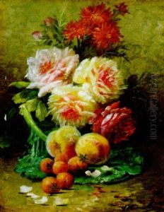 Stilleven Met Bloemen En Vruchten by Max Carlier