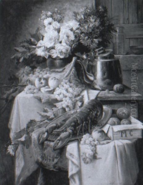 Still Life With A Lobster And Assorted Fruit And Flowers - view 1