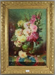 Vase De Fleurs by Modeste Carlier