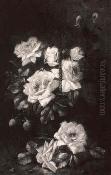 Still Life With Pink, Red And Yellow Roses In A Basket - view 1
