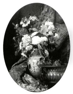 Still Life With Peonies, Gladiolas, Carnations, And Poppies In A Faience Vase